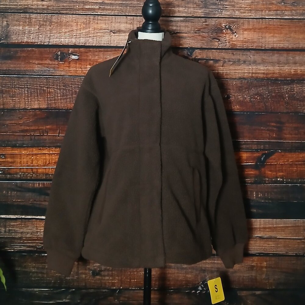 NWT Mondetta Jacket S Brown Sherpa Fleece Full Zip Snap Pockets - Picture 2 of 11